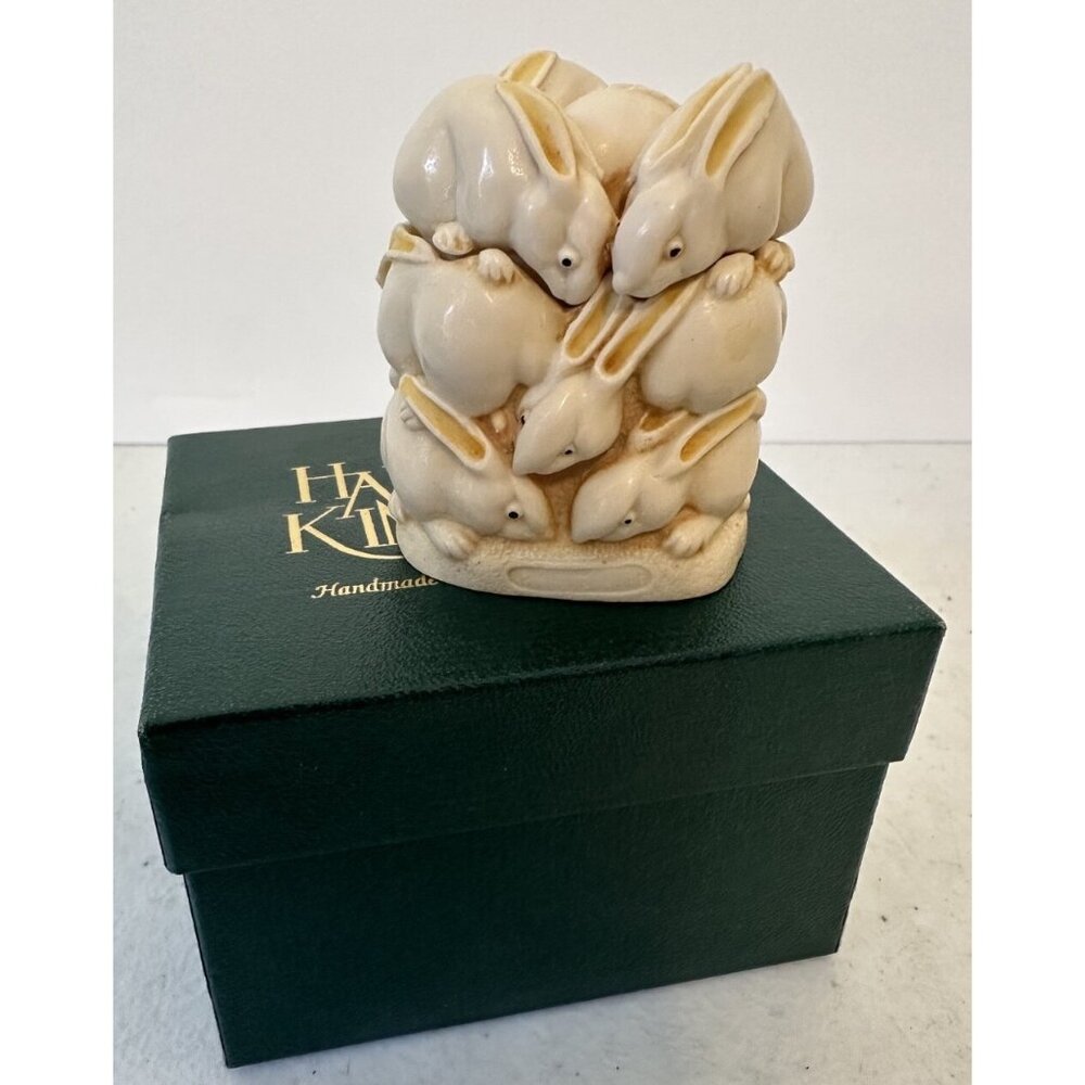 Harmony Kingdom At The Hop white rabbits bunnies bunny w box 1995 trinket